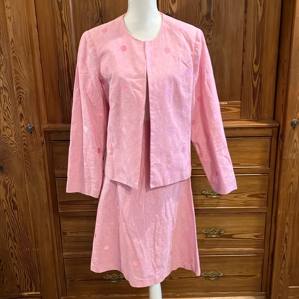Kim Rogers bubblegum pink jacket skirt suit 14
